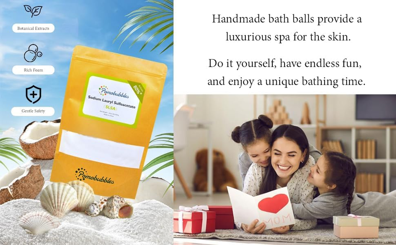 2 Pound SLSA Sodium Lauryl Sulfoacetate Powder Long Lasting Foam & Bubbles, Gentle on Skin, Bath Bomb Additive, Surfactant & Latherer, Suitable for Making Bath Bombs image number 4