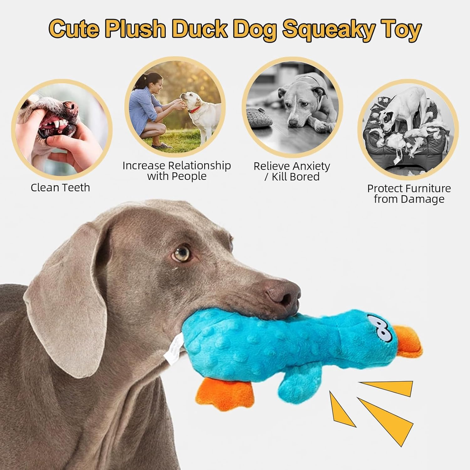 Adpartner Plush Squeak Toys for Dogs, 2 Pack Duck Stuffed Crinkle Dog Toys for Puppy, Durable Interactive Pet Chew Toys Soft Squeaky Pet Toys for Small to Medium Dogs Teething Training Reduce Boredom image number 2