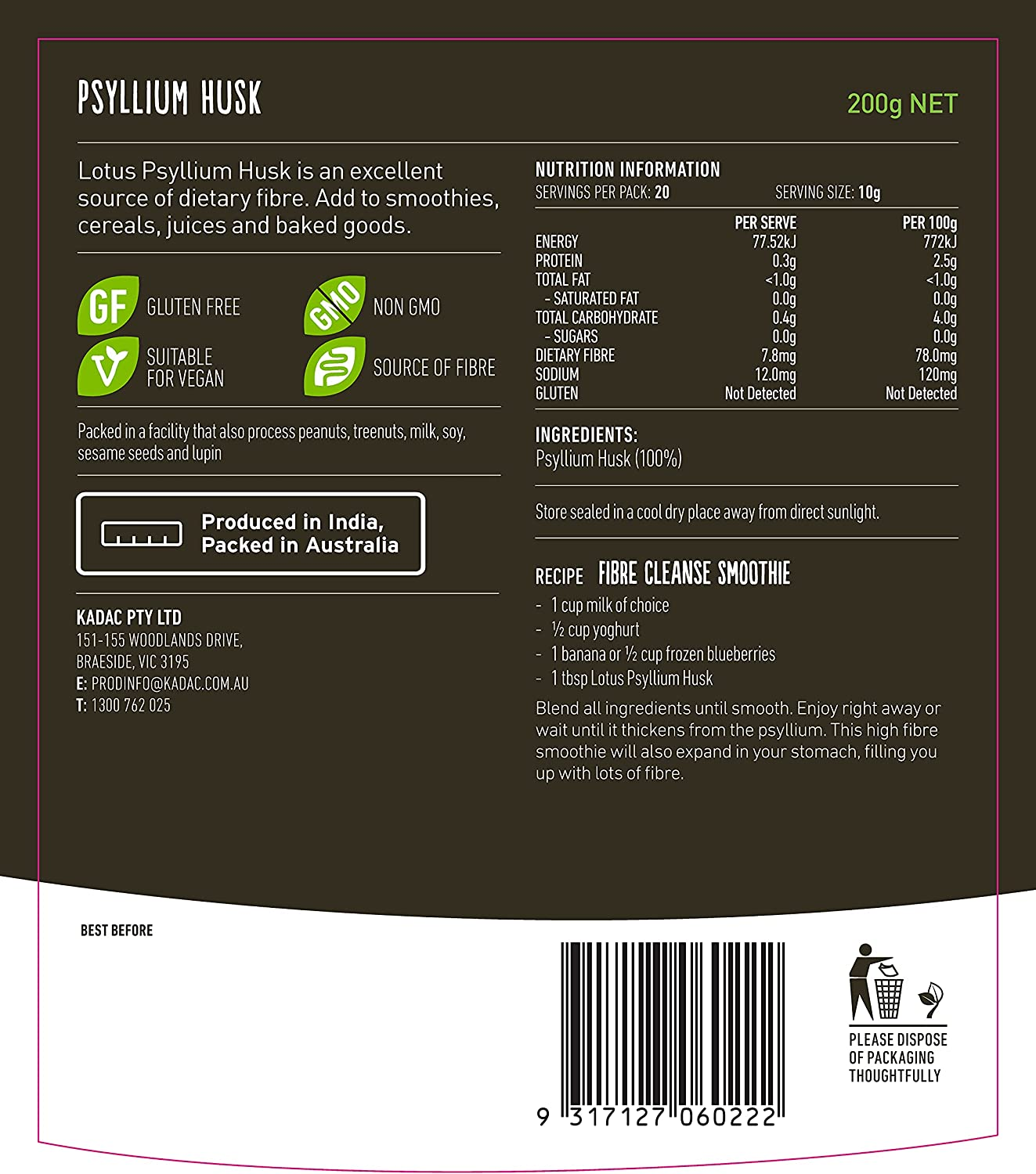 Lotus 98% Pure Psyllium Husks 200 G