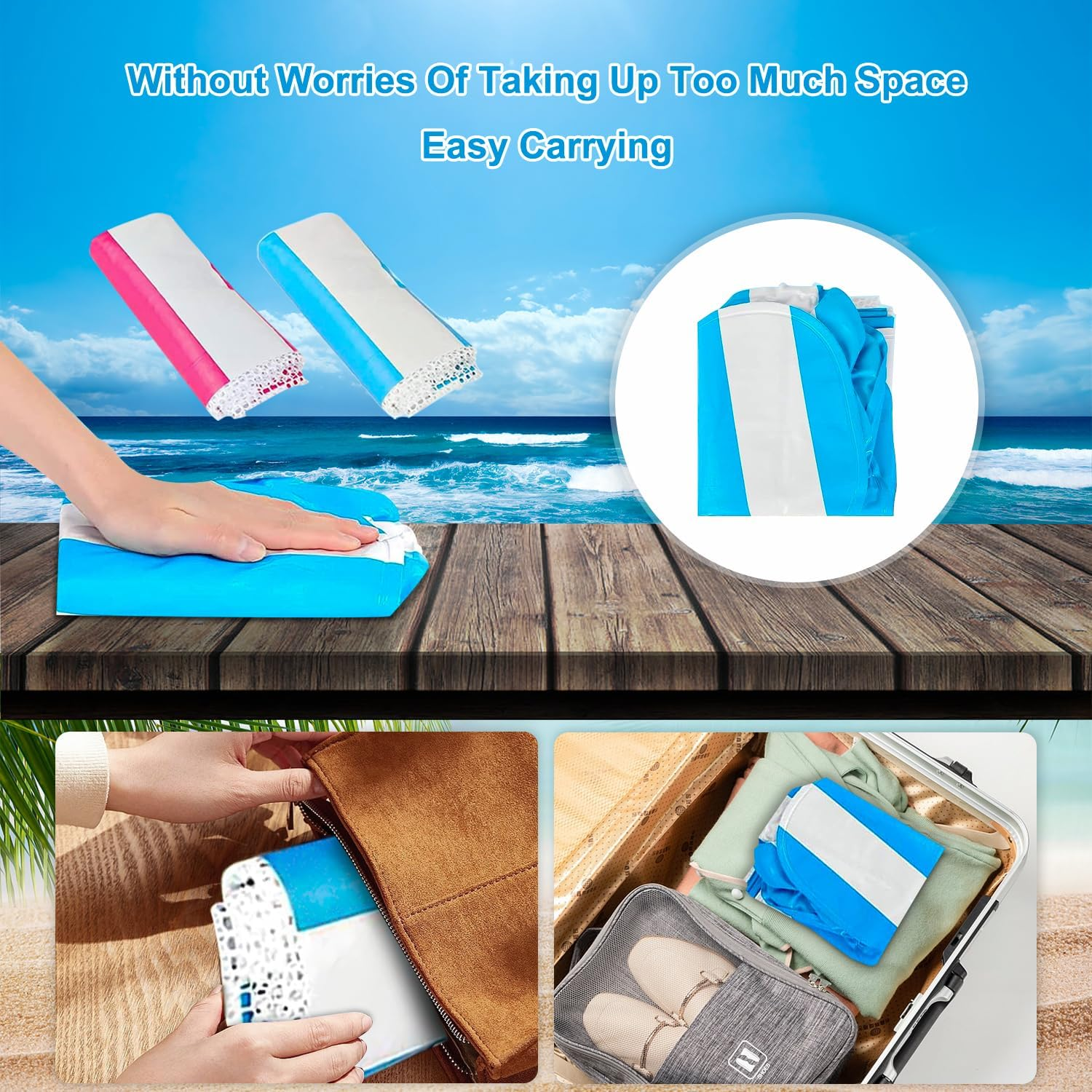 Inflatable Water Hammock Floats Pool 2 Packs - 4-In-1 Swimming Float, Portable Lounge Chair for Adults, Pink+Blue, Double image number 1