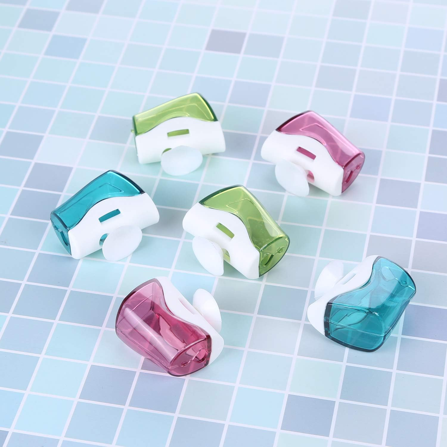 6 Pcs Travel Toothbrush Holder with Suction Cup, Portable Covers Caps Essentials, Case for Bathrooms and Traveling, Home Use - 3 Colors image number 1