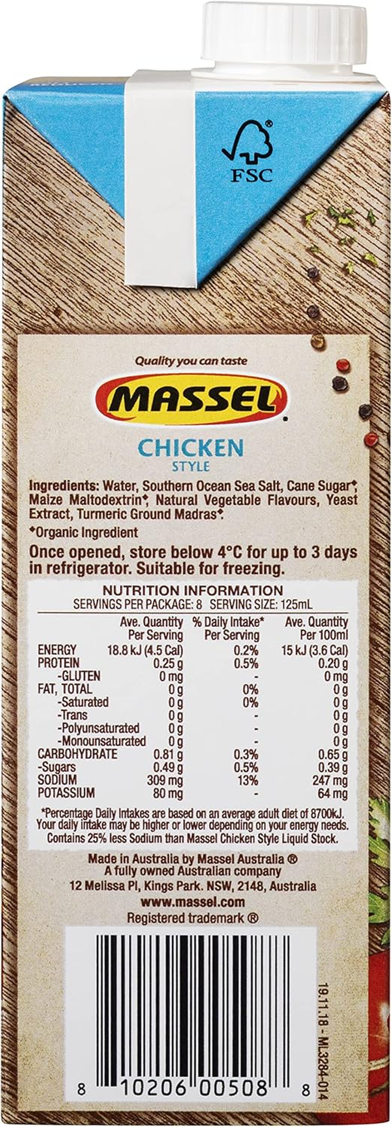 Massel Salt Reduced Chicken Style Liquid Stock - 6 X 1 Litre Carton | Plant Based, Low FODMAP, Gluten Free, Dairy Free, Trans Fat Free, No Added MSG, Vegan Friendly | Stock Powder/Cube Alternative image number 6