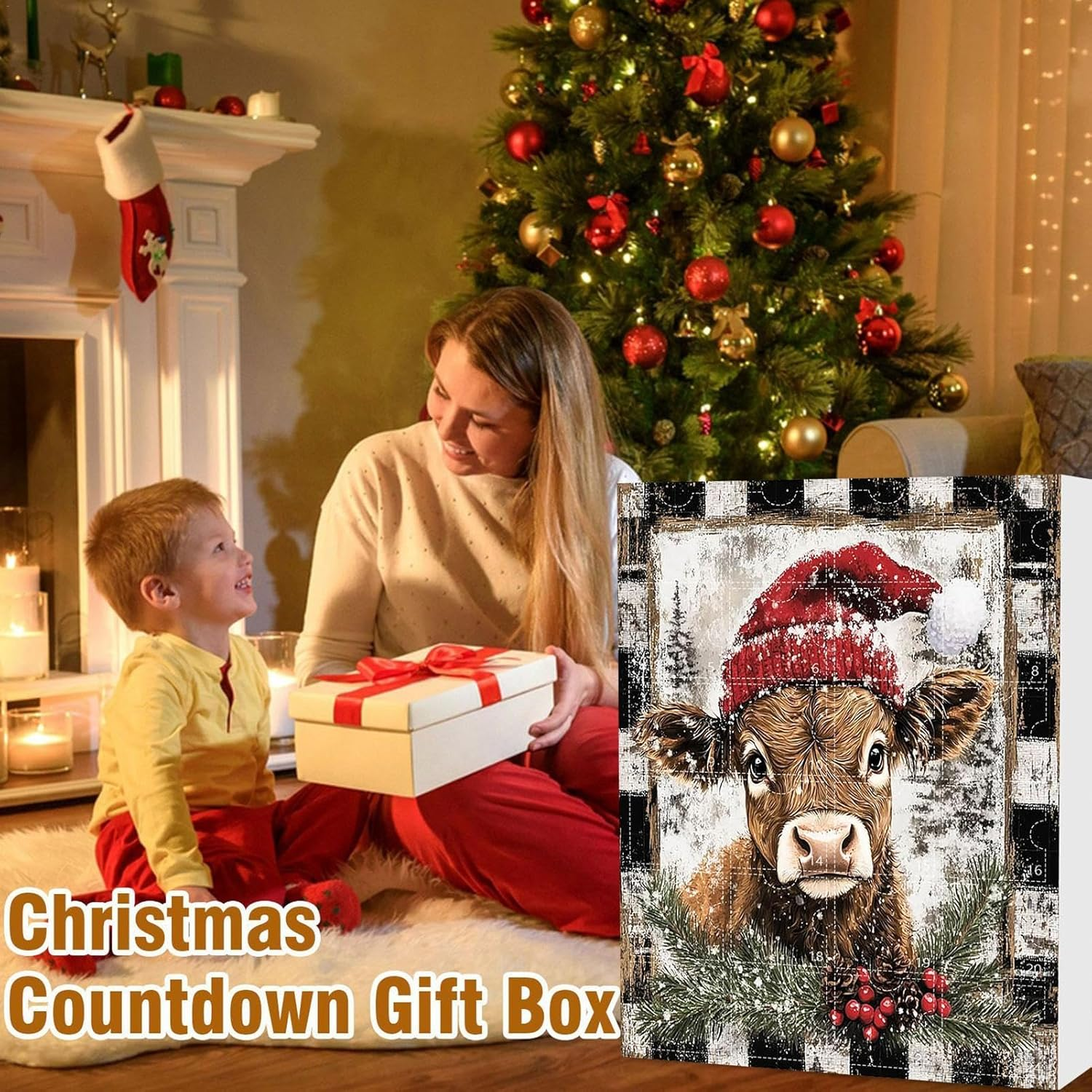 Highland Cow, 2024 Christmas Highland Cow, Highland Cow Hanging Ornaments for Christmas Decorations, Enjoy 24 Days Countdown Calendar image number 4