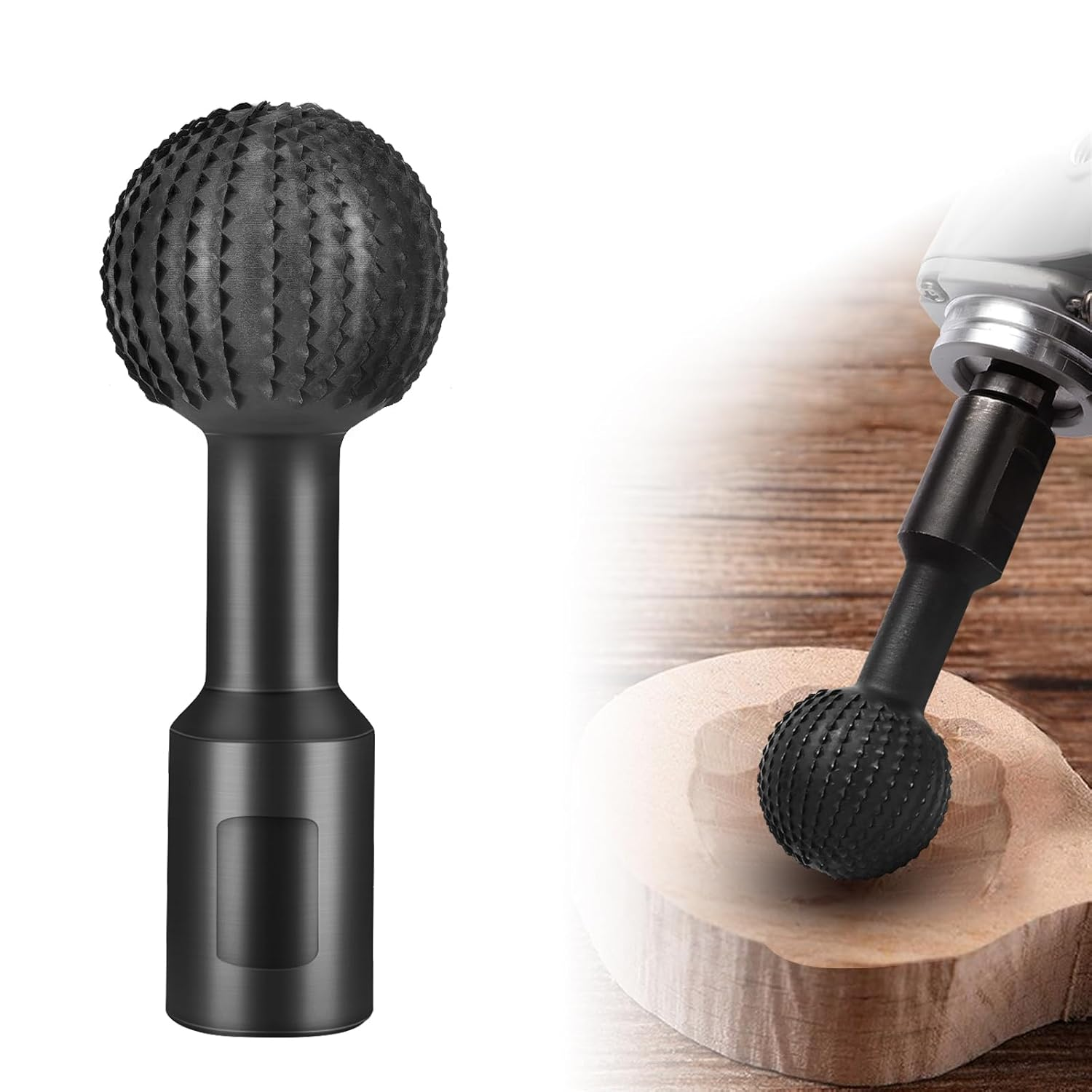 Jonphoe Sphere Rotary Burr with 5/8-11 Threads for 4 1/2" and 5" Angle Grinder, Carbon Steel Ball Gouge Angle Grinder Attachments for Woodworking Polishing Engraving image number 5