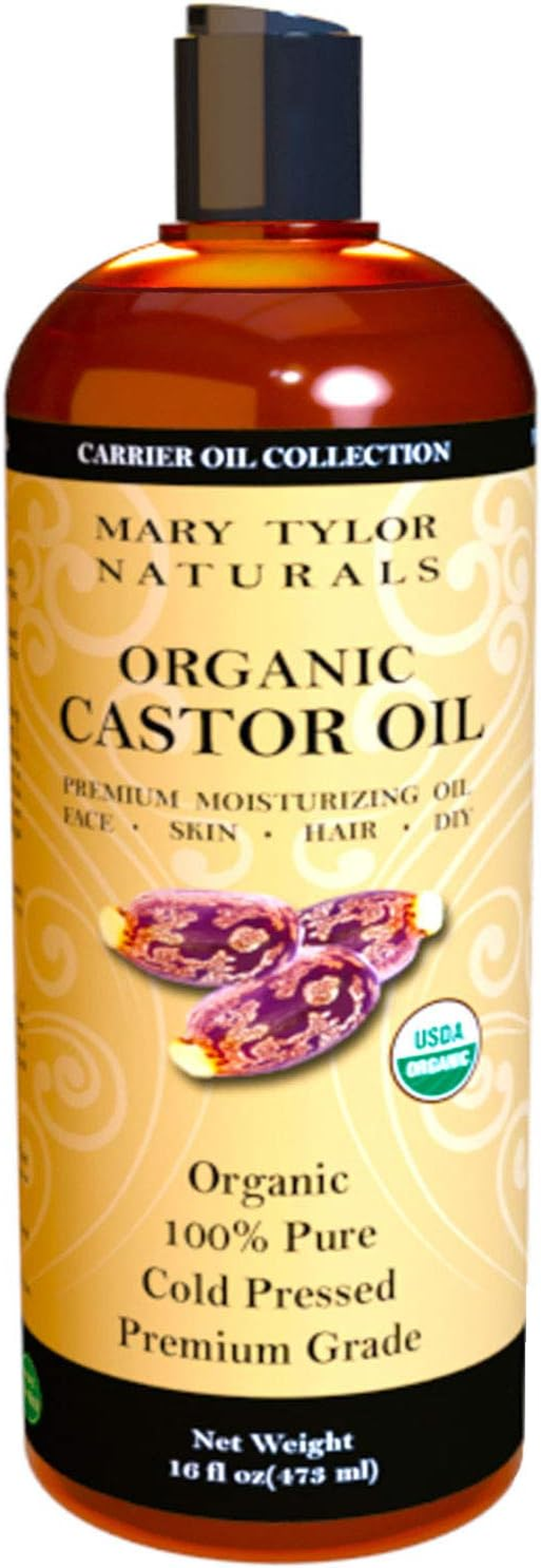 Organic Castor Oil (470Ml) USDA Certified, Cold Pressed, Hexane Free, 100% Pure, Amazing Moisturiser for Skin, Stimulates Growth for Hair, Eyelashes and Eyebrows By image number 4