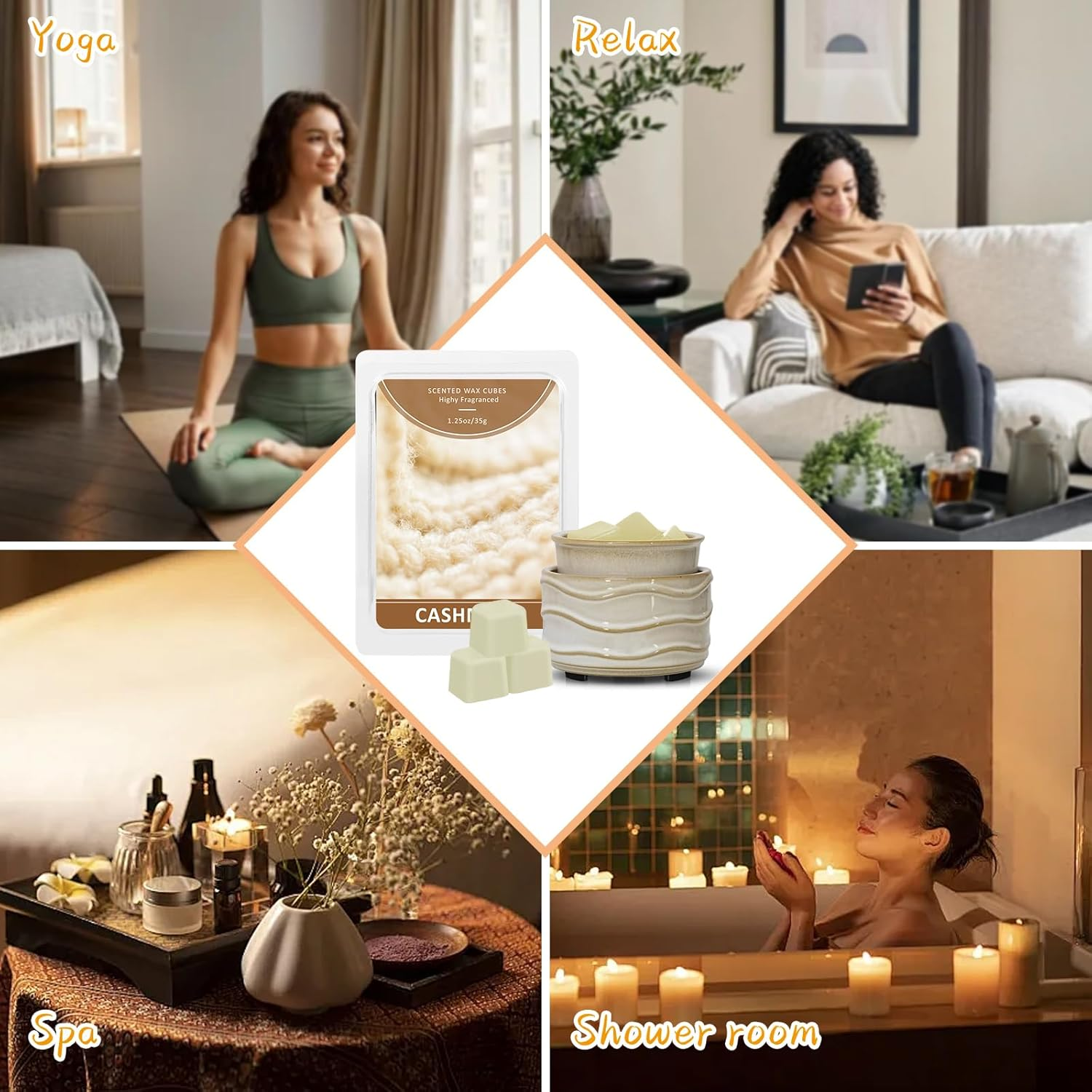 LA BELLEF&Eacute;E Wax Melts, Cashmere Scent Wax Cubes 4 Pack, Soy Wax for Candle Making,Wax Cubes, Christmas Decoration and Home Fragrance - Cinnamon Roll image number 7