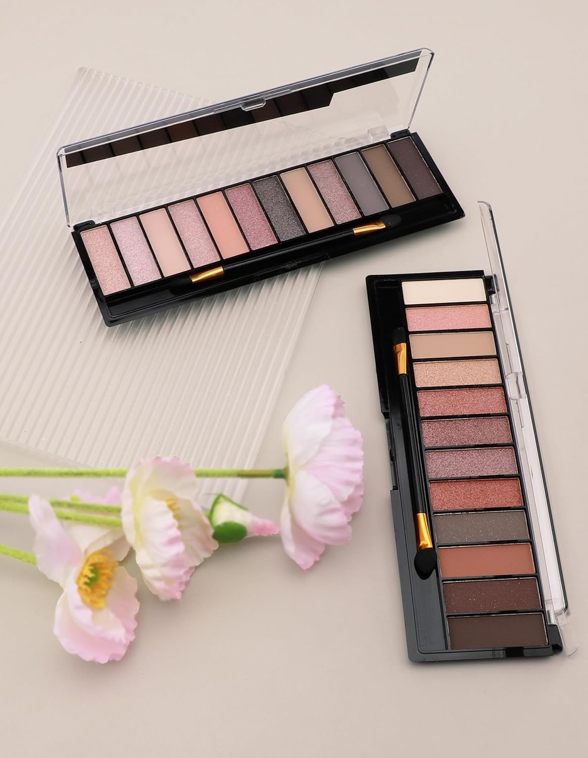 AU12 Colors Matte Shimmer Eyeshadow Palette, Highly Pigmented Eye Shadow Colorful Pearly Glitter Portable Eye Pallet, Waterproof Long Lasting Makeup Palette Cosmetic Neutral image number 4