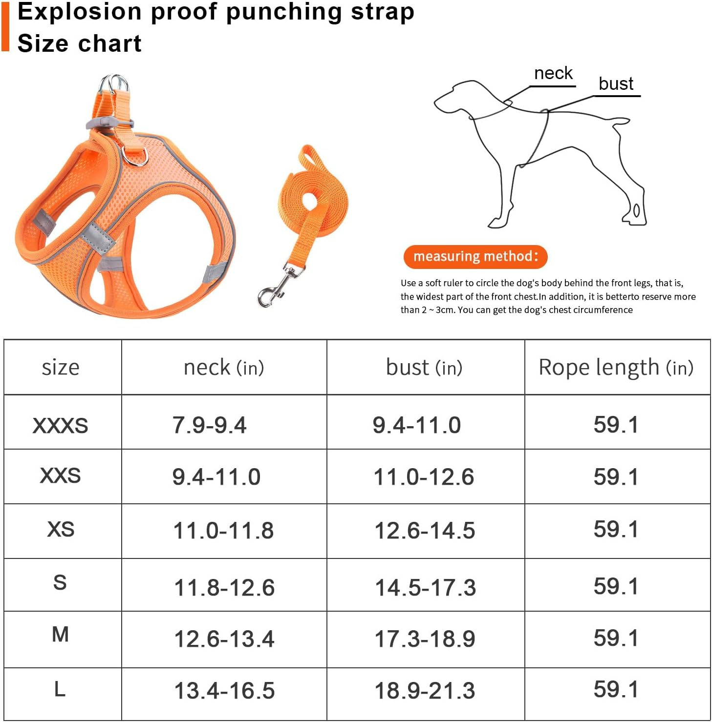 Dog Harness, Adjustable Step in Dog Harness for Large Dog, Reflective Puppy Harness for Puppy Training, Large Dog Vest Harness (Orange, M) image number 1