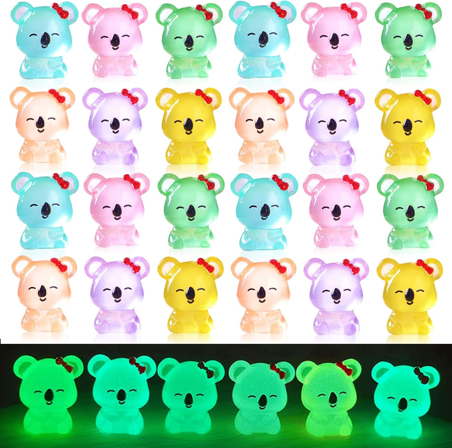 24PCS Mini Resin Koala Figurines Glow in the Dark Tiny Resin Animals Cute Mini Koala for Home Garden Dollhouse Ornament Cake Toppers Birthday Party Favors Gifts image number 5