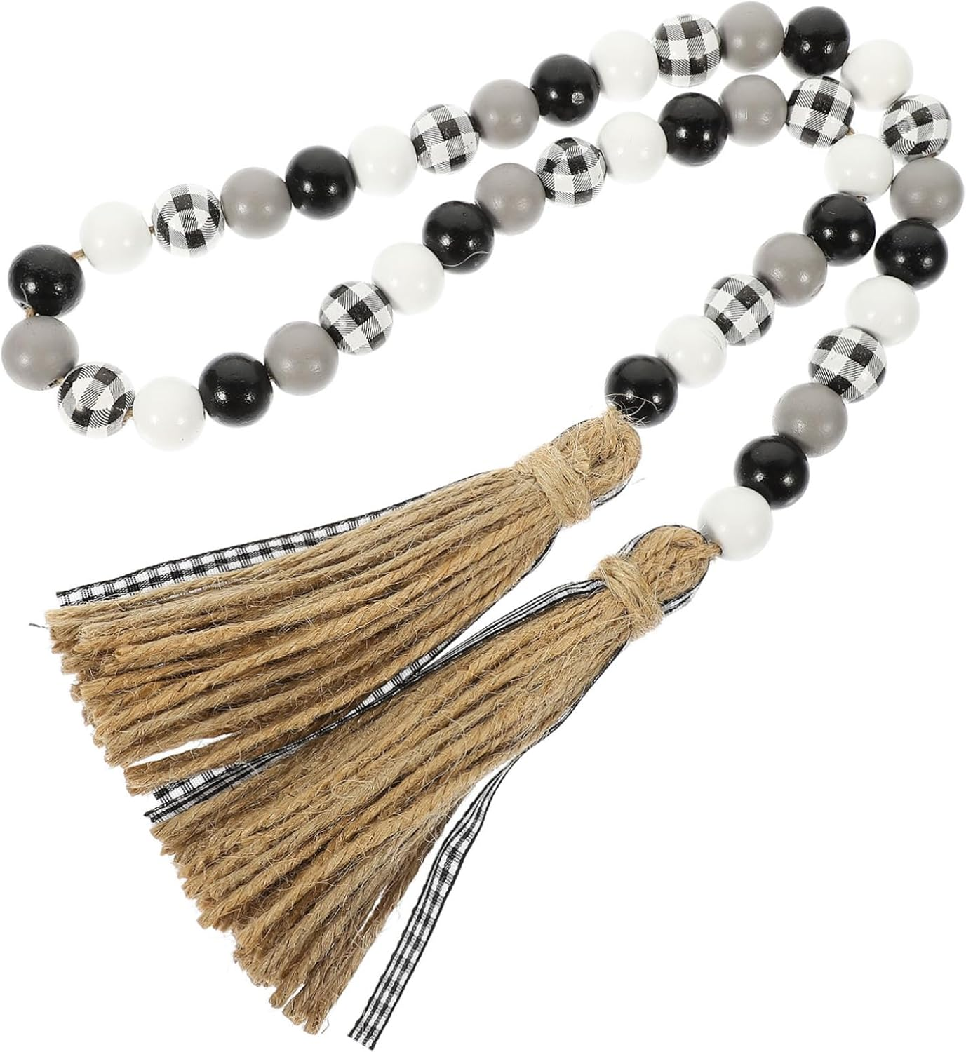 Wooden Beads Tassel Pendant Vintage Hanging Beaded Decoration Chic Party DIY Beaded Pendant for Indoor and Outdoor Decor