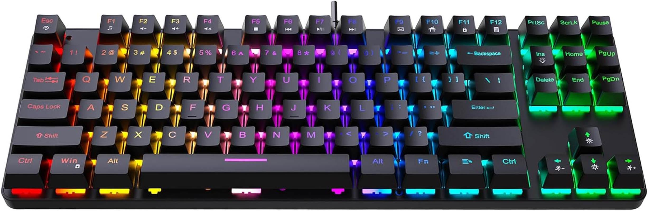 Gaming Mechanical Keyboard, Ergonomic Design, 87 Keys, RGB Backlight, 1.5M Cable,Usb-A Connector Cable, Rich Shortcut Keys image number 6