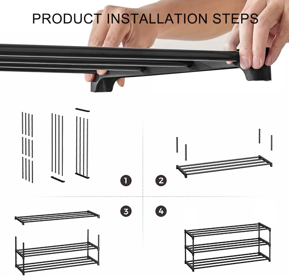 2 Tier Shoe Rack,Small Shoe Rack,Rustproof Coating Shoe Rack,Suitable for Dormitory,Rental House,Balcony,Hallway,Quick Assembly image number 5