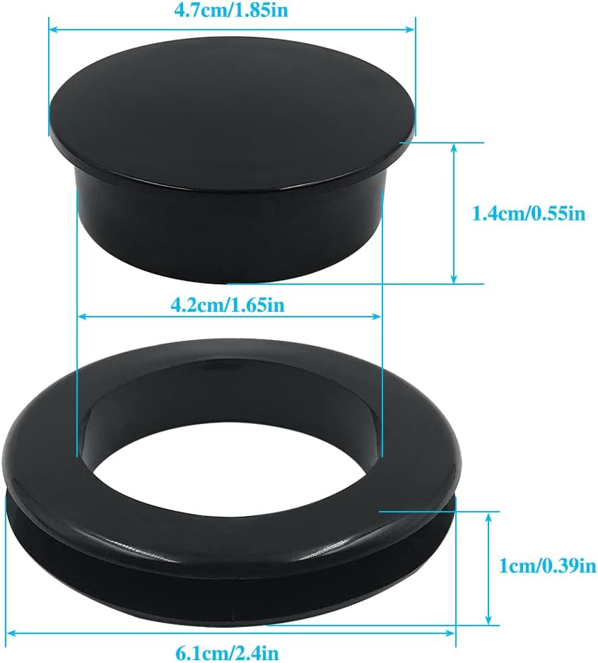 Sourceton 4 Sets Umbrella Hole Ring & Cap Set - 2 Transparent + 2 Black | Fits 2" Holes | Protector for Outdoor Patio Table, Glass Table, Beach Umbrella image number 4