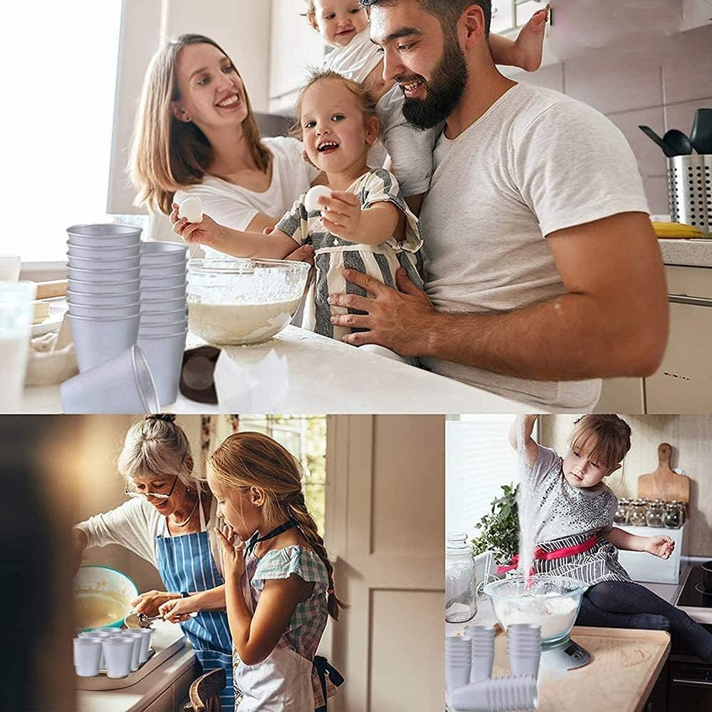 10 Pcs Pudding Moulds Aluminum Mini Pudding Basins Cups Nonstick Kitchen Baking Egg Tarts Tin Dariole Moulds for DIY Cooking Muffin Cupcake Jelly Desserts image number 5