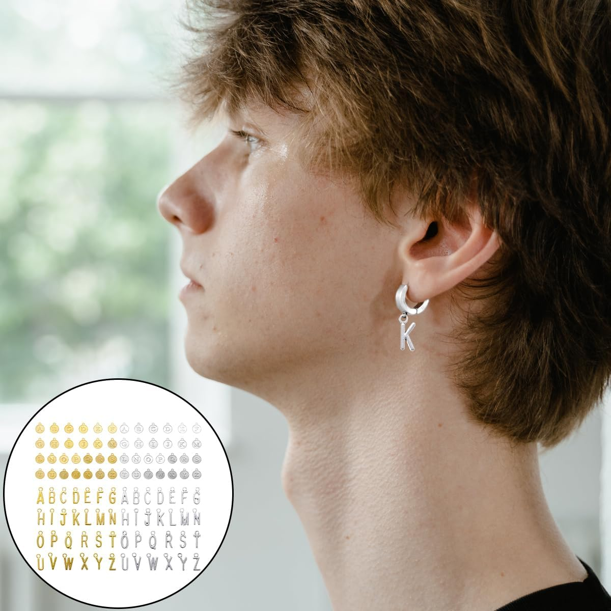 Round Letter Charms, 104 PCS Gold & Silver Double Sided Metal Letter Beads for Jewelry Making, DIY Crafting (12 X 15Mm) image number 6