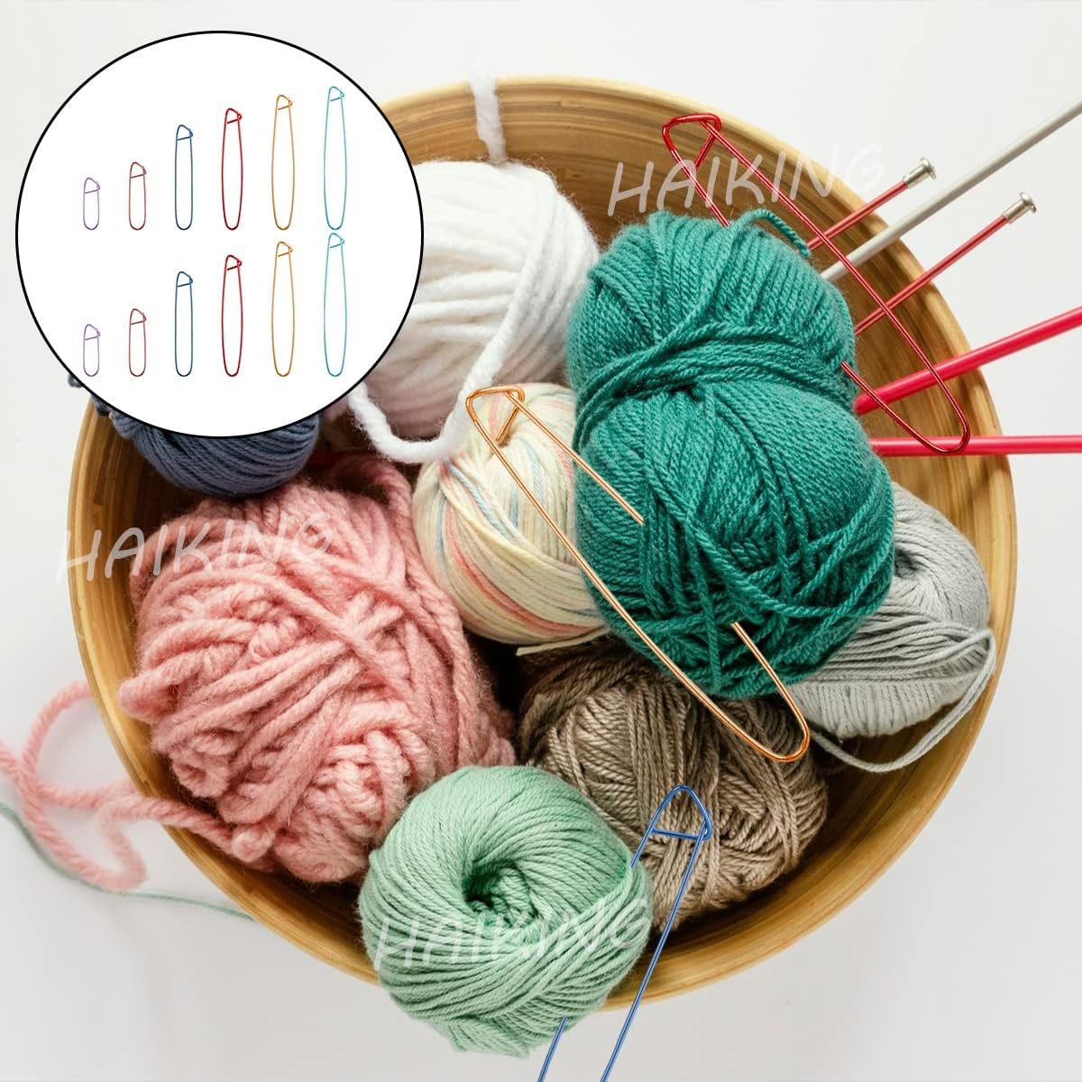 Knitting Tool, 12 Pcs Yarn Stitch Holder for Sweater, Crochet Knitting, Sewing (6 Sizes) image number 5