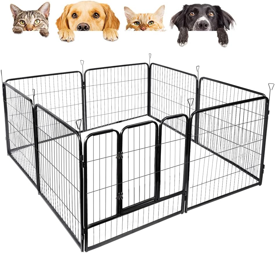 Taily Dog Playpen 8 Panel Pet Cage Puppy Pen Enclosure Fence Exercise Foldable Metal Play Yard 60CM image number 2