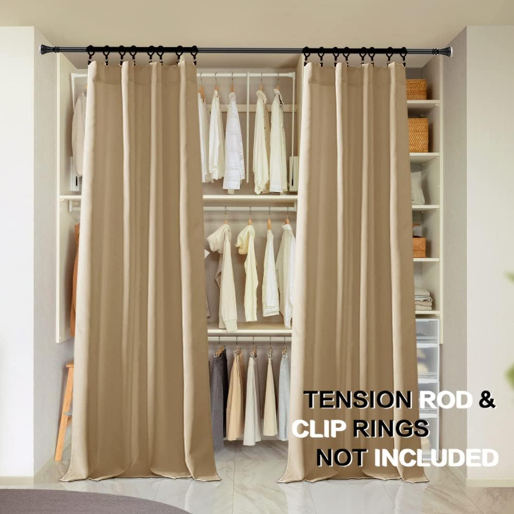 PANELSBURG Closet Doors with No Door,Temporary Curtain for RV Room Seperator Fake Interior Accordion Door,Fit 24-36 Inch Doorway,Oak Wooden Tan Beige - Beige image number 2