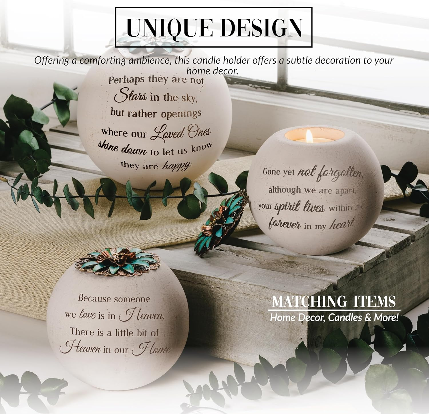 Pavilion - a Little Bit of Heaven in Our Home - 4" round Tealight Terracotta Candle Holder with Metal Lid in Memory Loss of Loved One Remembrance Bereavement Grief Funeral Gift with Beautiful Gift Box image number 6