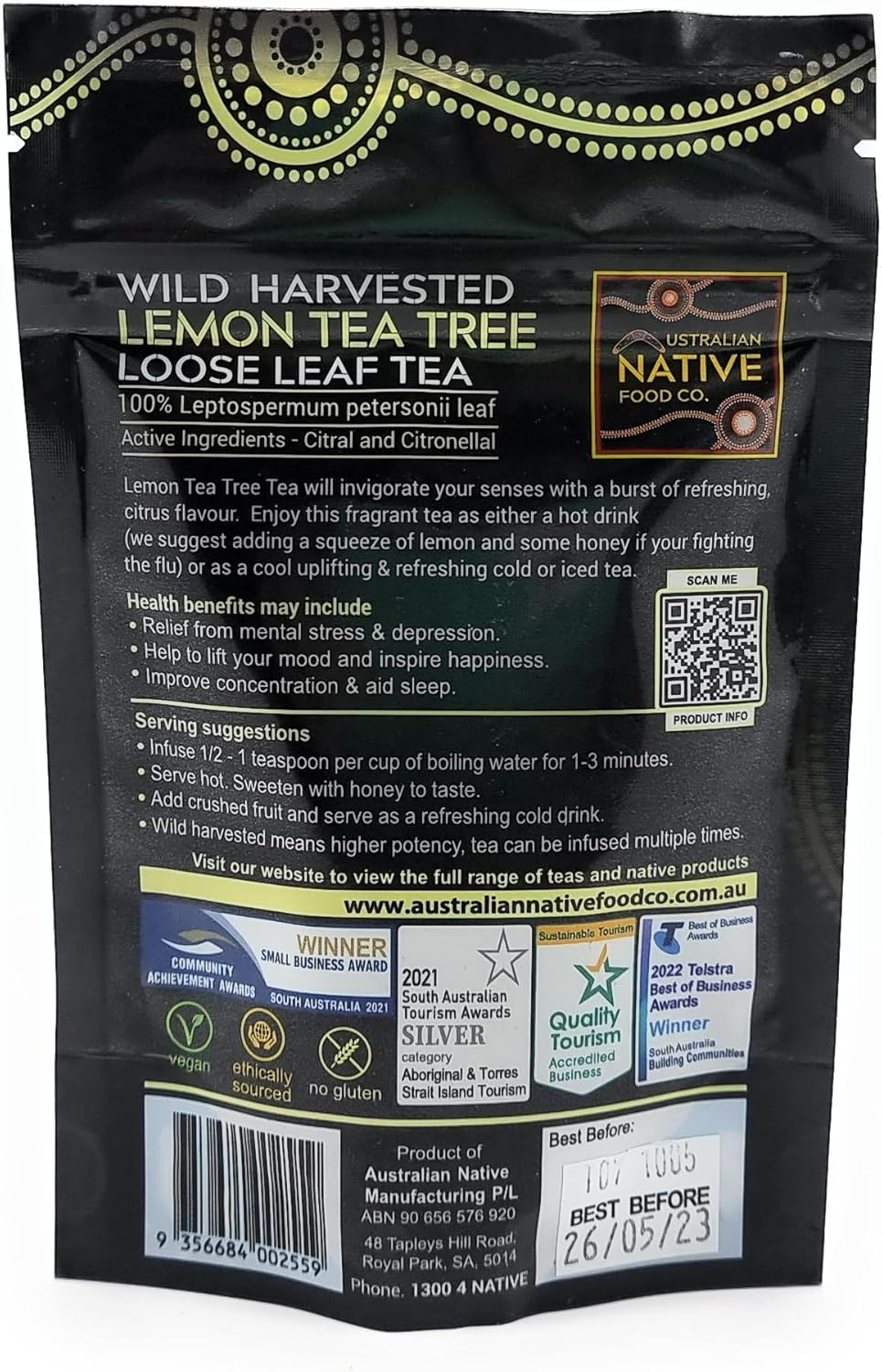 Australian Native Food Co - Lemon Tea Tree - Wild Harvested Loose Leaf Tea, 35G image number 1