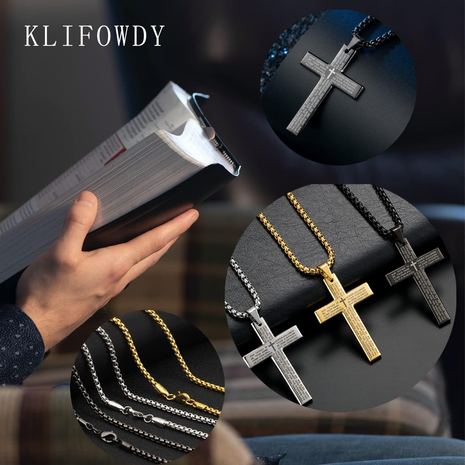 Car Mirror Hanging Accessories Bible Cross Pendant, Car Decor, Stainless Steel, Patriotic, Valentine'S Day image number 4