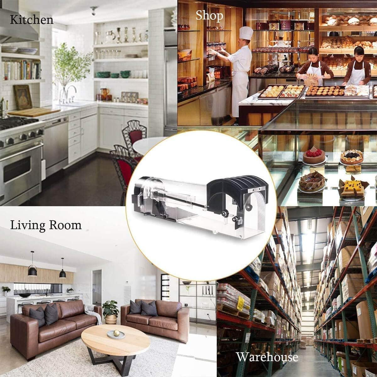 Mouse Trap, Humane Traps for Indoors, Rodent Trap High Sensitive No Kill, Mousetrap Poison Substitute Friendly Kids & Pet, Professional Mice Catcher Reusable Easy to Use (Black) image number 5