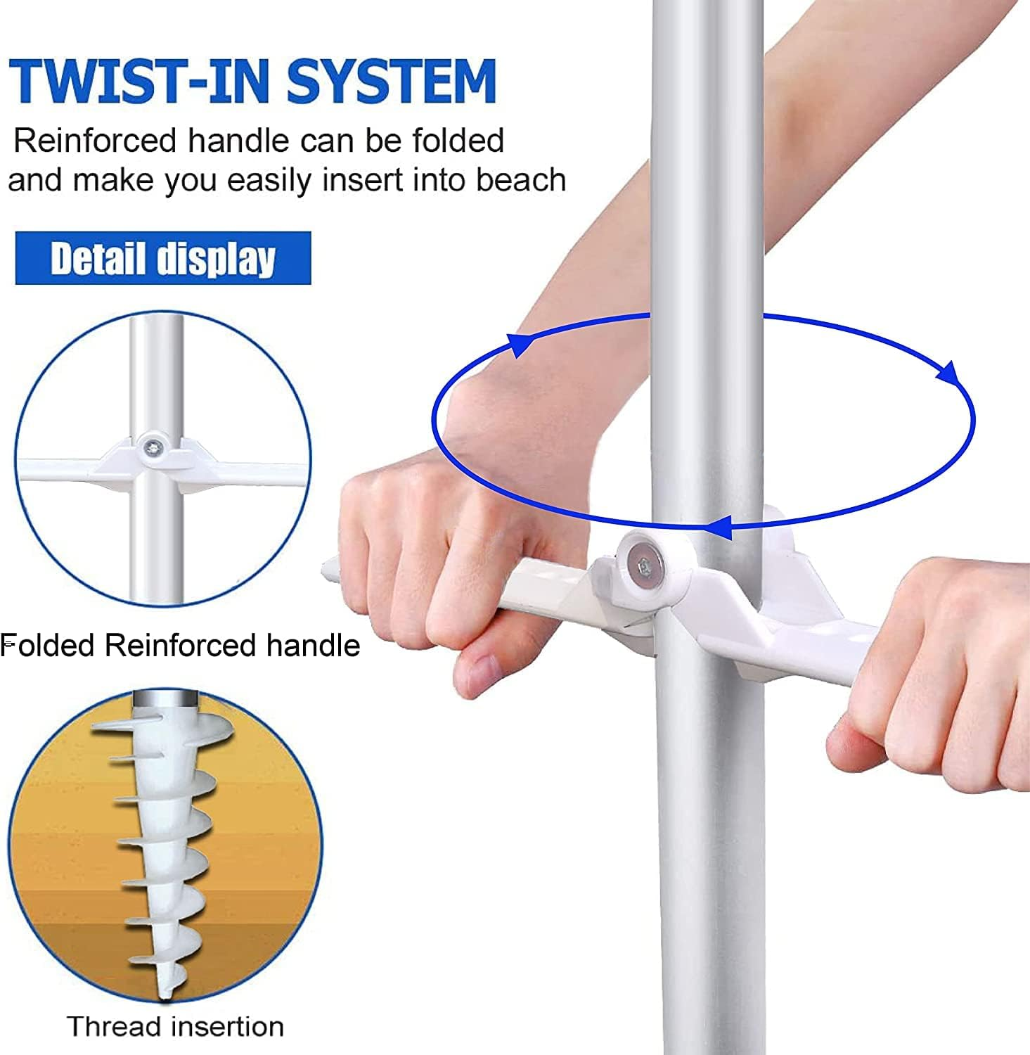 AMMSUN 2017 6Ft Folded Outdoor Umbrella Tilt Portable Cabana Silver Coating inside UV Protection Picnic Stripe (Pink) - Blue image number 5