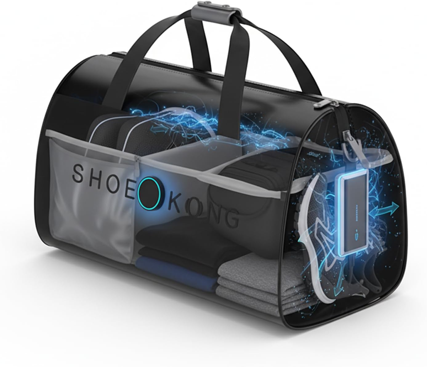 Sports Bag - Generating O3 to Eliminate Odors, Built-In Shoe Zone & Travel-Ready(Grey) image number 6