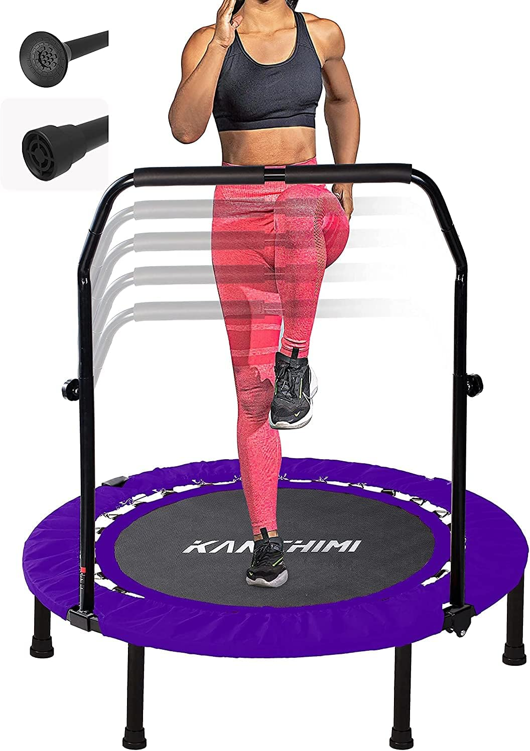 Kanchimi 40" Folding Mini Fitness Indoor Exercise Workout Rebounder Trampoline with Handle, Max Load 330Lbs