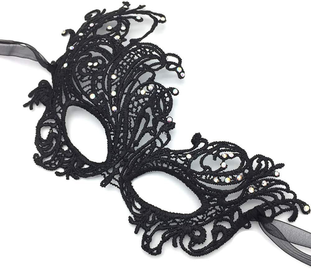 Imapo Masquerade Mask with White Rhinestones, Halloween Mardi Gras Masks for Women Lady, Christmas Cosplay Venetian Party Prom Ball Lace Eye Masks - Phoenix (Black) image number 5