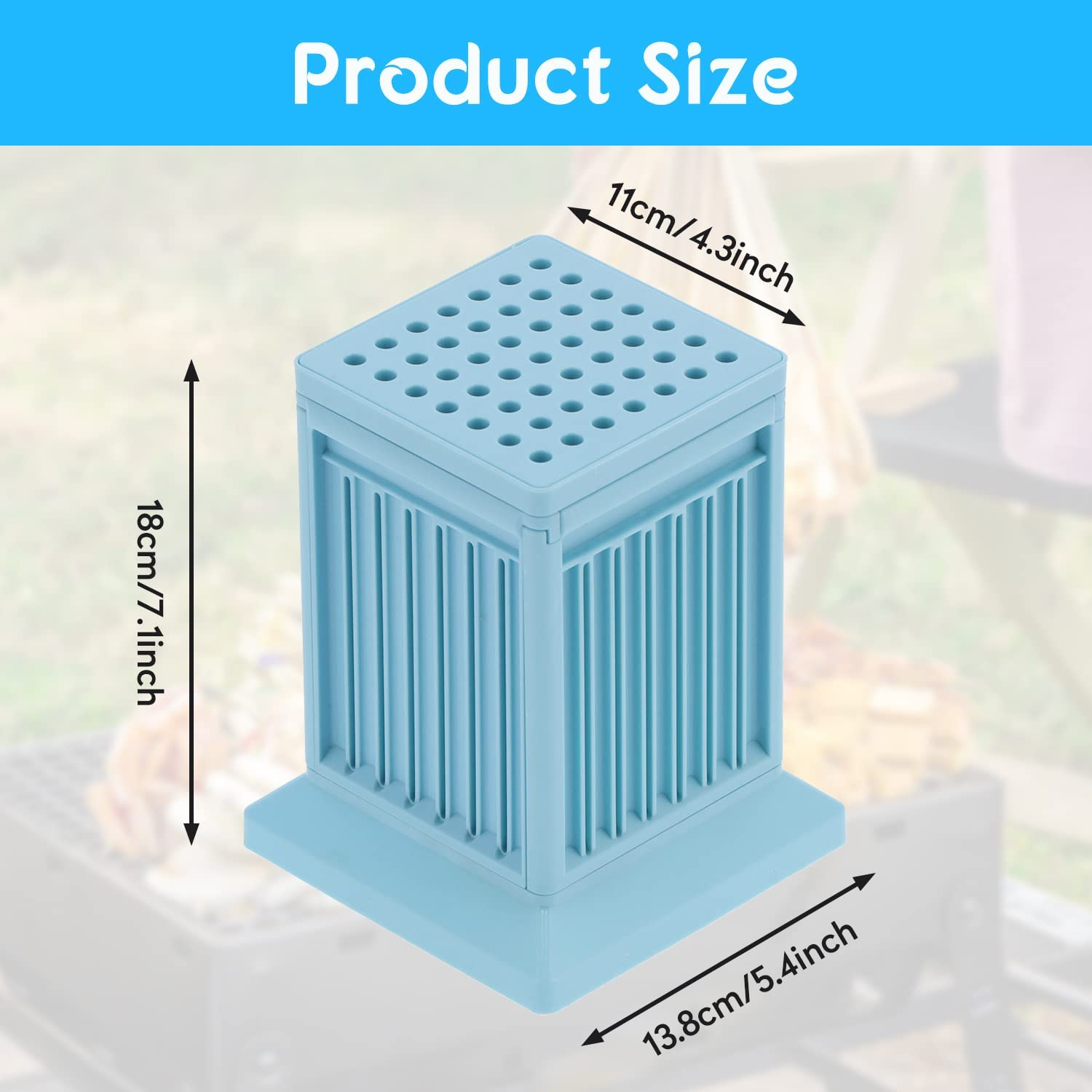 Hapivida 49 Holes Barbecue Skewers Maker, Kebab Making Box Grill Meat Slicers BBQ Skewer Tool, Brochette Maker Kit for Kitchen Outdoor Blue image number 5