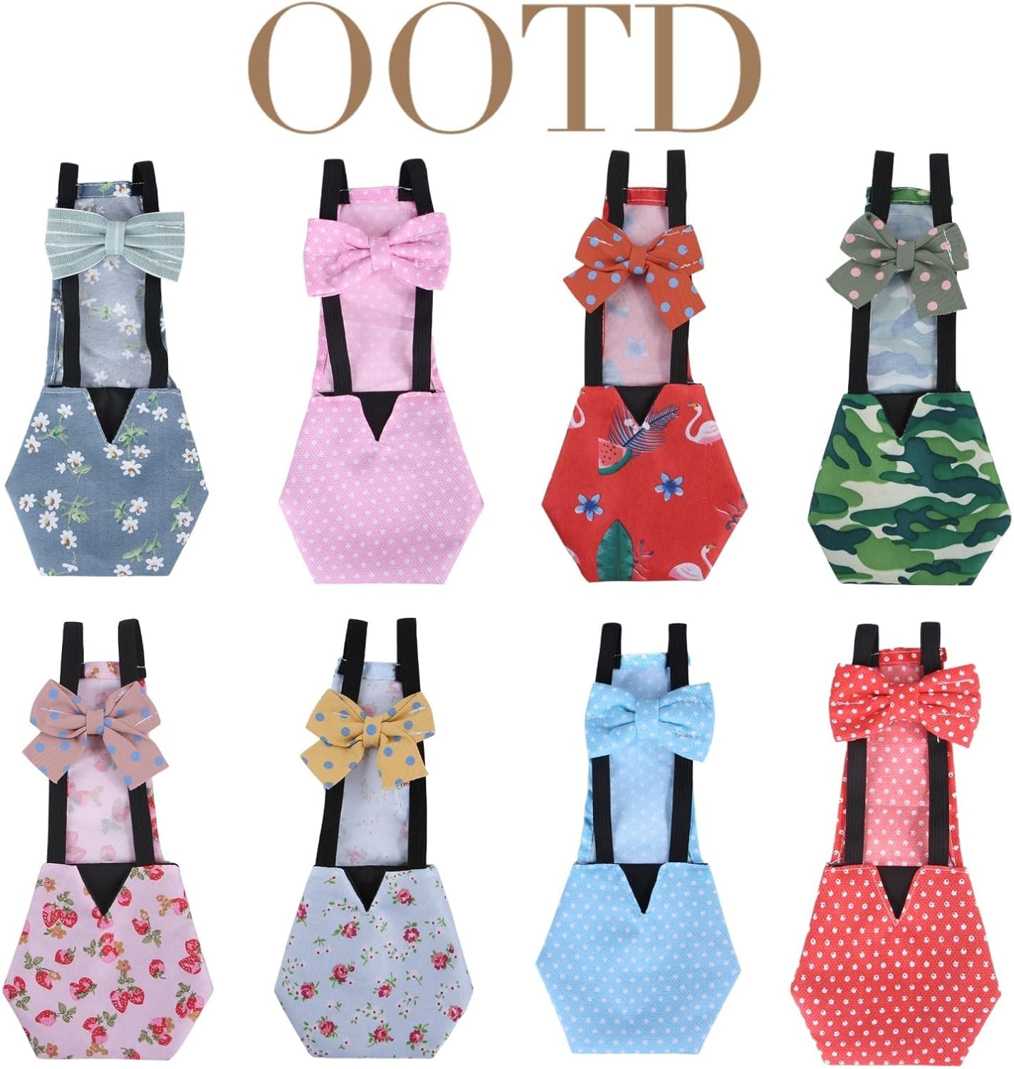 MANON ROSA Chicken Diapers Bantam Hens - Reusable 6-Piece Set with Bow Ties Poultry Nappies Washable Waterproof for Geese Pet Ducks Silkie(6D20P M) image number 1