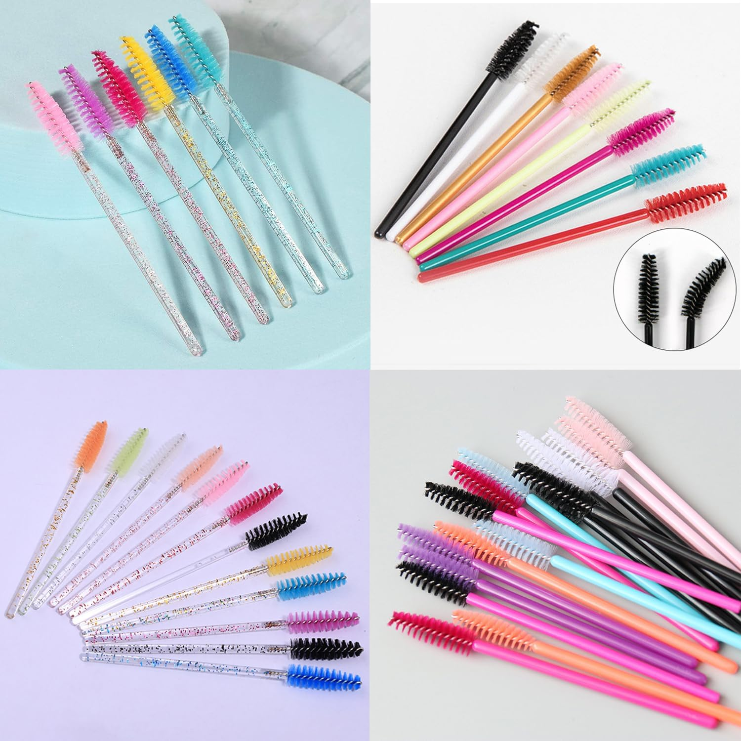 Mascara Wands Eyelash Brushes, 500 Pcs Multicolor Disposable Mascara Wands Eyelash Brush, Disposable Eyelash Mascara Brushes Wands, Eyebrow Brush Applicator Makeup Brush Tool (Crystal) image number 4