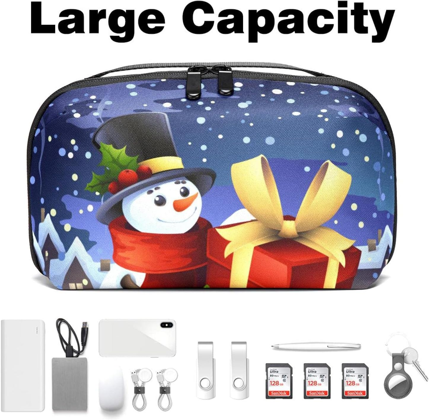 Travel Toiletry Bag for Women and Men, Water-Resistant Shaving Bag for Toiletries Accessories, Christmas Cartoon Gift Snowman image number 5