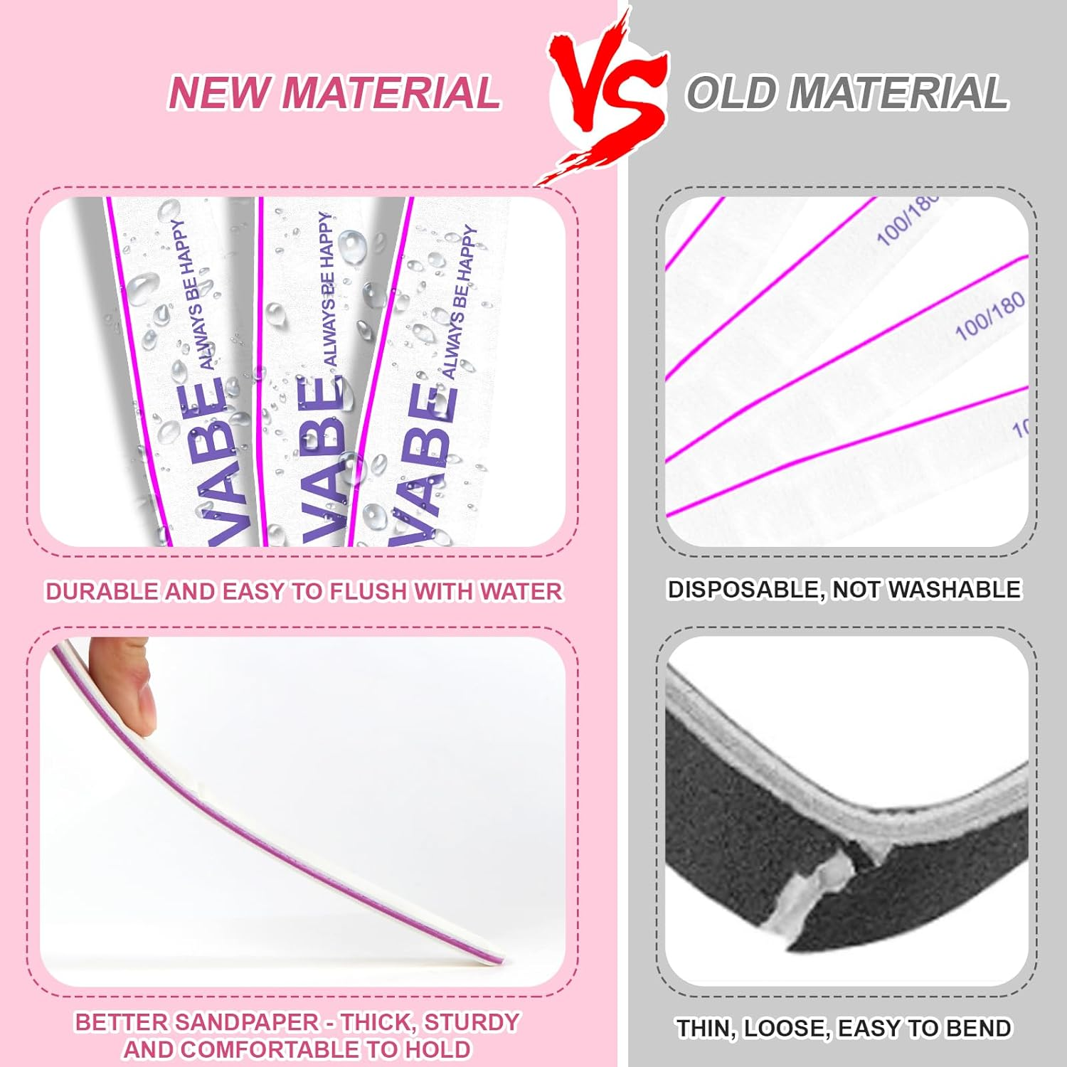 6Pcs Nail Files White 80/80 Grit for Acrylic Nails and Gel Nails, Double Sided Washable Emery Boards, Professional Rhombus-Shaped Strong Grit Nail File, Reusable & Washable, Perfect for Manicure & Pedicure image number 5