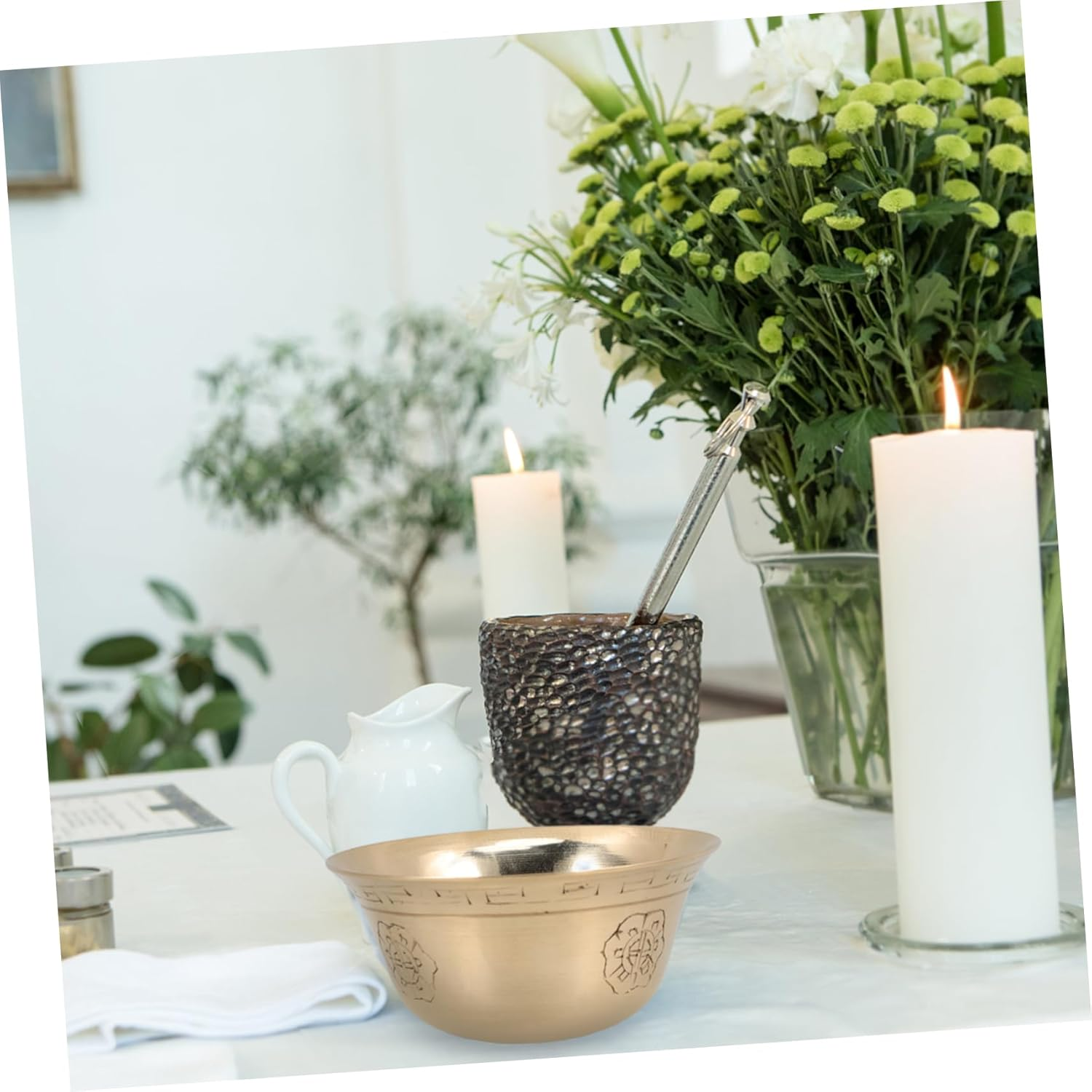 Buddhist Offering Bowl Brass Holy Water Cup for Worship for Daily Use Temples and Home Altars image number 4