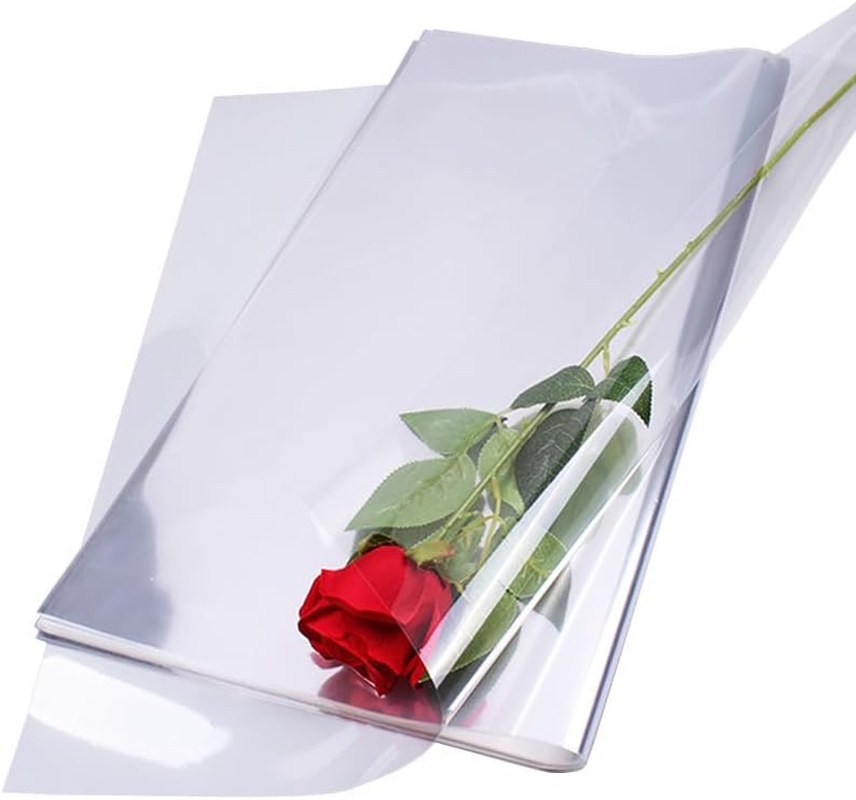 100X4Sizes Clear Cellophane Wrap Roll Gift Flower Bouquet Baskets Wrapping Paper, Durable Gift and Bouquet Wrapping Paper, Ideal for Baskets, Crafts, Treats, 27Cm-54Cm Expandable Width image number 1