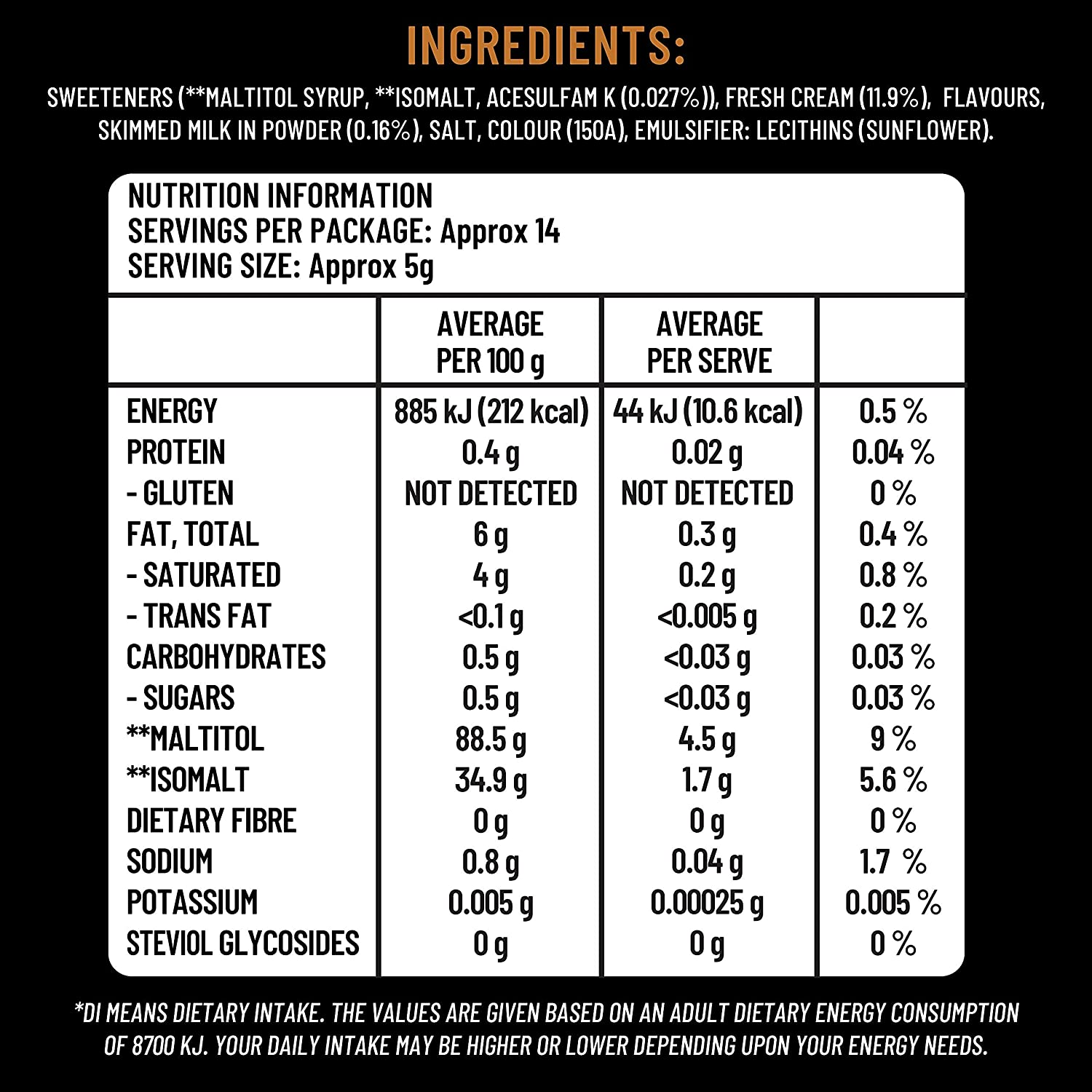 Sugarless Confectionery Aura Hard-Boiled Candy Butterscotch Flavour 70 G image number 2