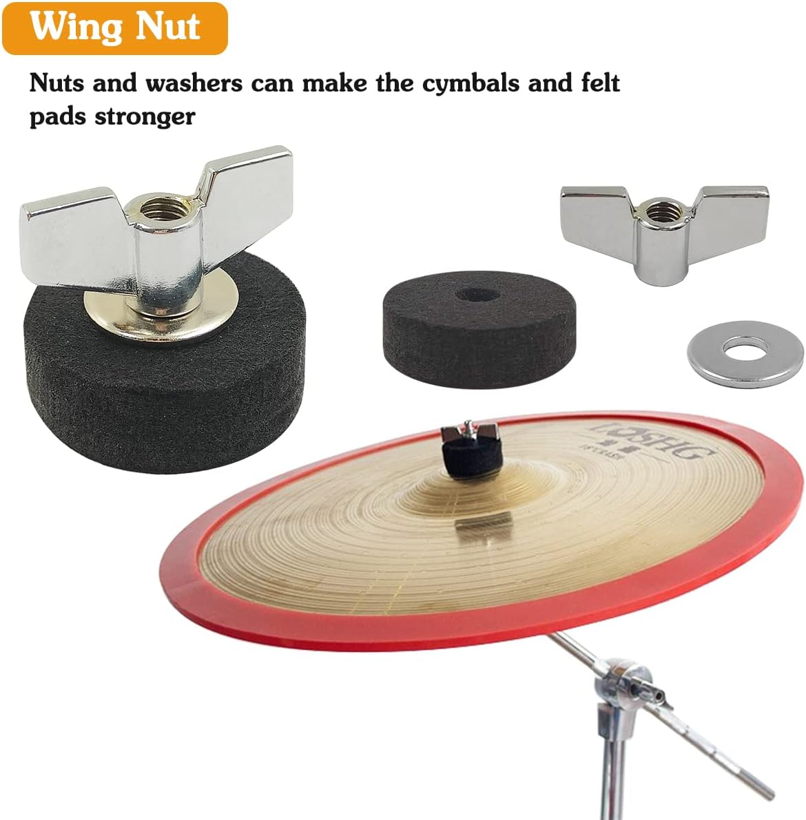 23 PCS Cymbal Replacement Accessories and 30 PCS Drum Dampeners, Sourceton Drum Cymbal Felt Pads, Soft Drum Damper for Drum Cymbal Sound Quality Control and Replacement image number 6