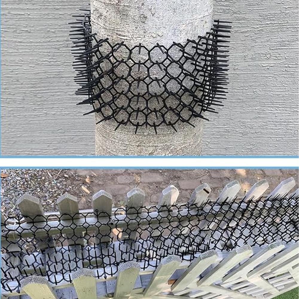 Cat Deterrent Scat Mat, 12 Pack Cat Spike Mat, Anti-Cat Network Cat Strips, 15X20Cm Cat Deterrent Mat for Indoor and Outdoor with 12 Staples 20 Cable Ties