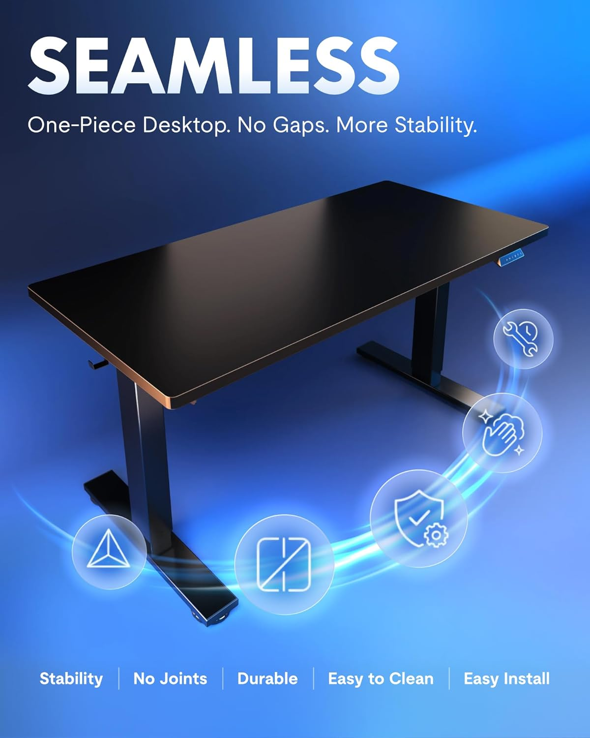 FLEXISPOT Electric Standing Desk 120&times;60Cm Height Adjustable Desk Sit Stand Desk Home Office Desks Whole-Piece Desk Board Black Frame + 120Cm Black Table Top image number 2