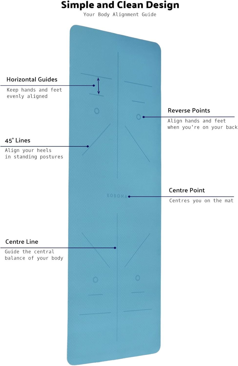 Eco Friendly TPE Yoga Mat with Strap - 1830 X 660Mm Large & Wide, 8Mm Extra Thick, Premium High Density Non Slip Double Layer Mat with Alignment Lines for Women & Men, Yoga, Pilates, Fitness - Peach Nectar image number 5