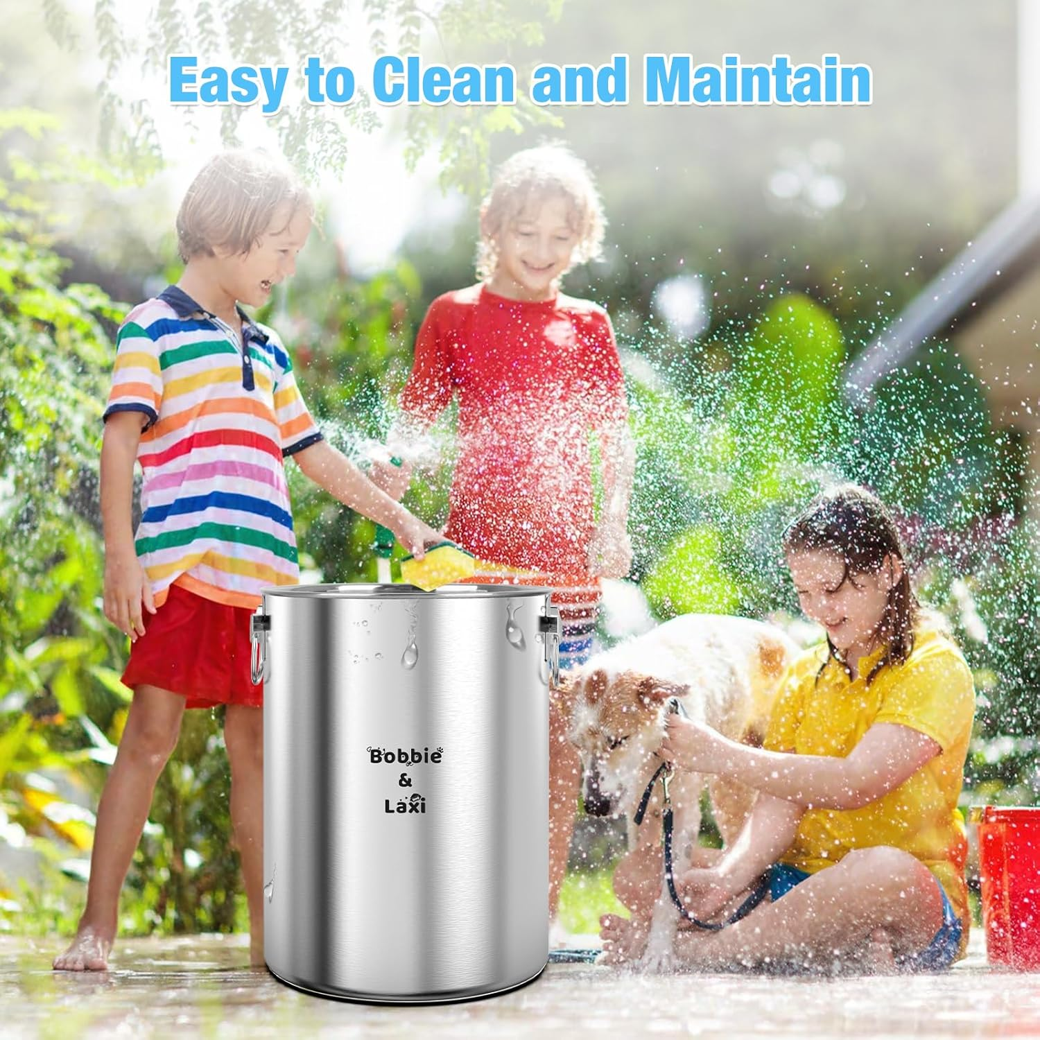 25 Lbs Large Stainless Steel Dog Food Storage Container with Lids Airtight to Keep Food Fresh, Metal Pet Food Bin Claw Handle Easy Clean & Use for Big Dog Multiple Pet, Long-Lasting Cat Litter Storage image number 1