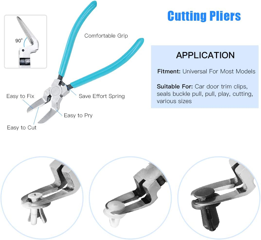 Glarks 11Pcs Auto Trim Removal Tool Kit, Universal Car Panel Trim Upholstery Rivets Clip Puller Plier Fastener Remover Automotive Door Panel Trim Removal Tool for Car Door Panel Dashboard image number 6