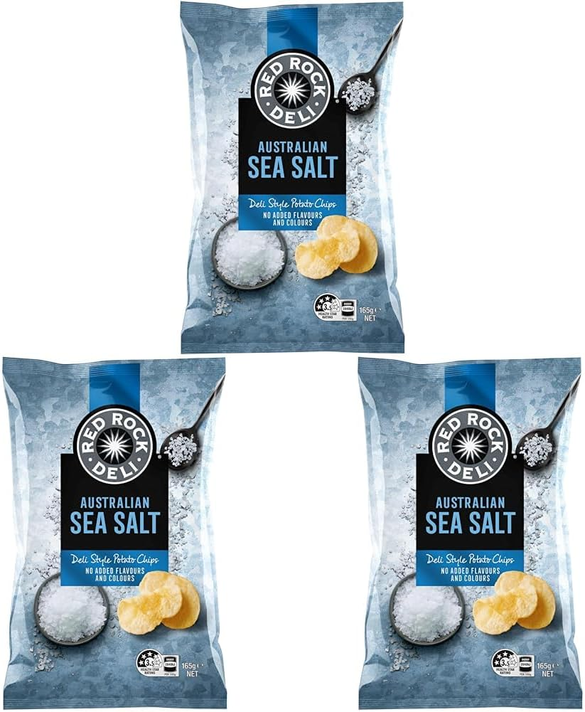 Red Rock Deli Sea Salt Potato Chips Share Pack 165G