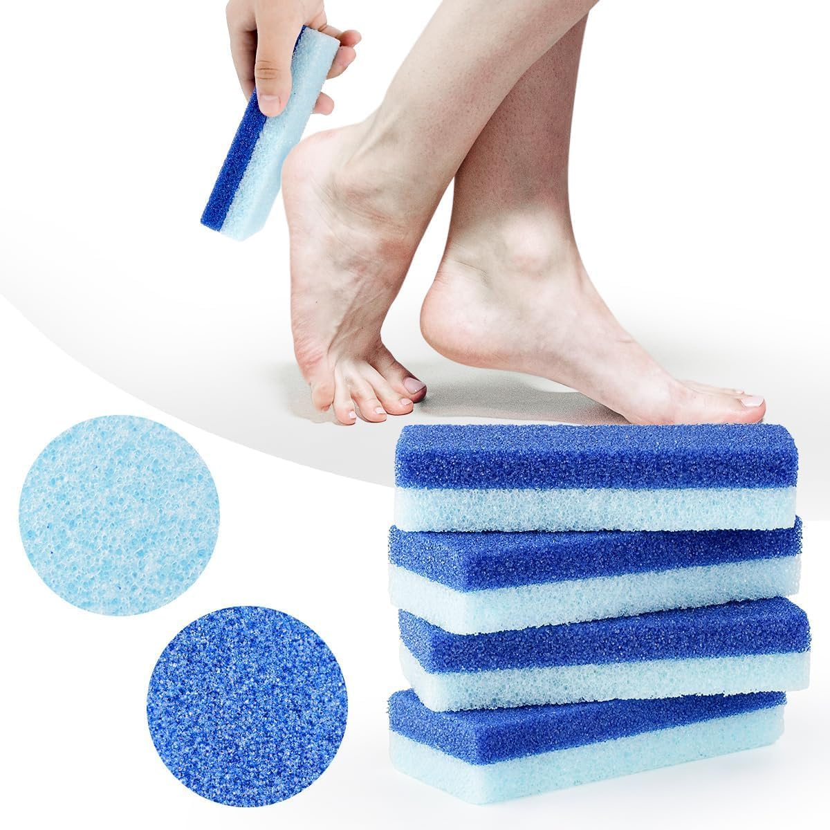 4 Pcs Foot Pumice Stone and Scrubber for Feet and Heels Callus and Dead Skins (Blue) image number 5