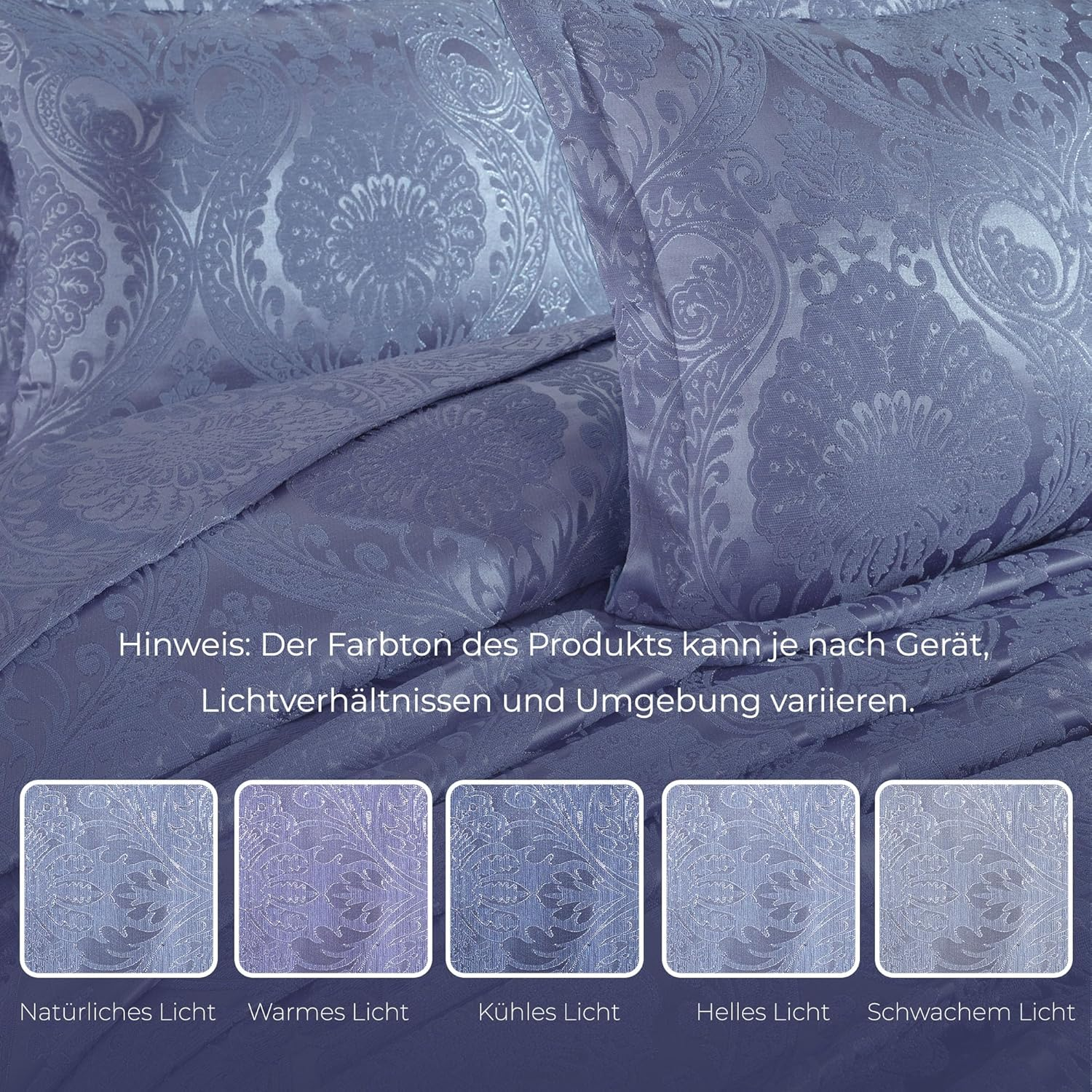 Elart Patterned Jacquard Chenille Fabric Duvet Set, Modern and Soft Bed Throw, Comfortable, Very Durable, Thin Bedspread 220 X 240 Cm and 2 Pillowcases 50 X 70 Cm, Machine Washable image number 2