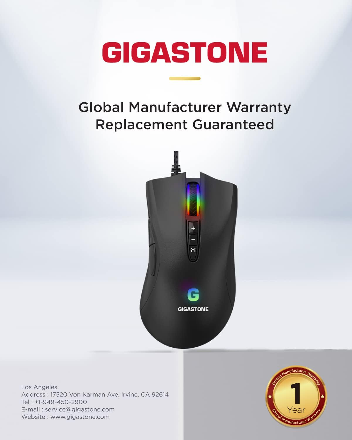 Gigastone Gaming Mouse up to 3200 DPI Adjustable, Wired Gaming Mouse with Customizable RGB Backlight, 8 Programmable Buttons, 256KB Onboard Memory, Most Suitable for Windows 7 and Up image number 1
