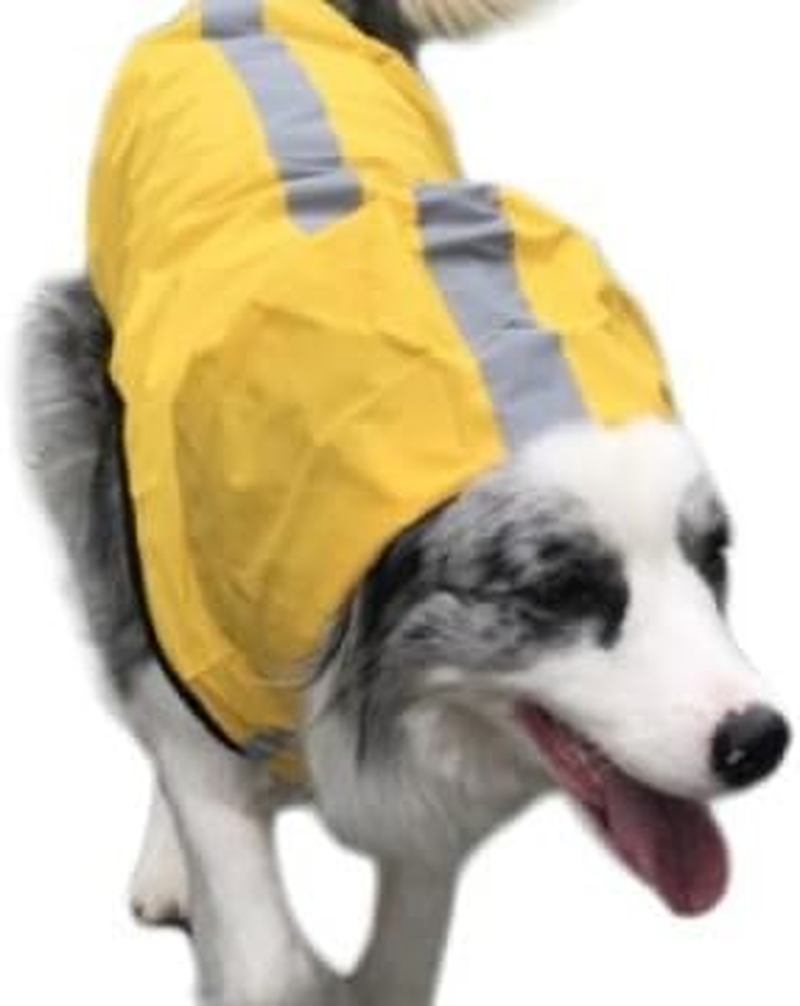 Dog Rain Coat with Waterproof Dog Clothes Dog Jacket, Pet Hoodie with Lightweight Reflective Strip Rain Dog Rain Coat Hooded Slicker (Yellow, X-Large) image number 2
