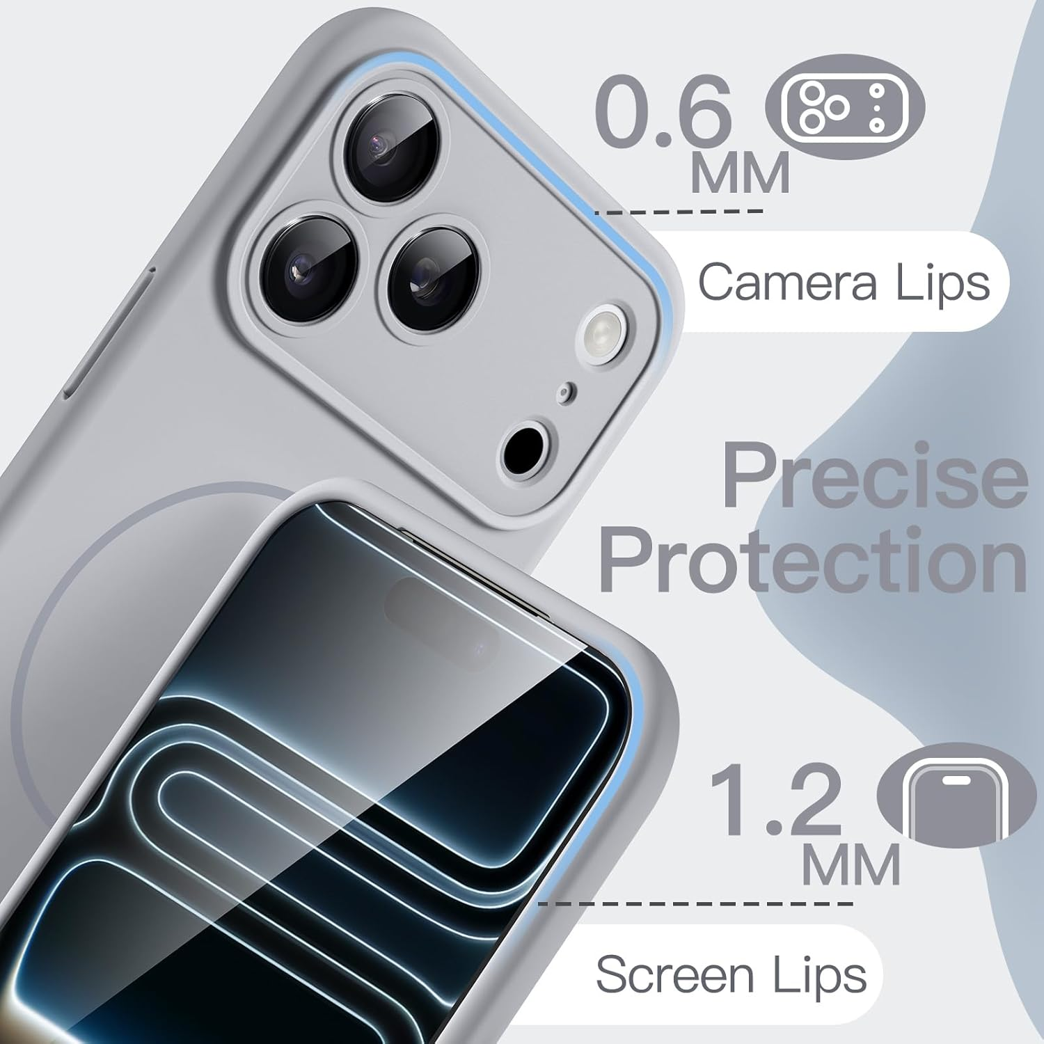 Jetech Magnetic Silicone Case for Iphone 17 Pro Max 6.9-Inch, Compatible with Magsafe, Silky Soft Touch, Shock Absorbing Phone Cover with Camera Lens Protection (Grey) - Grey image number 3